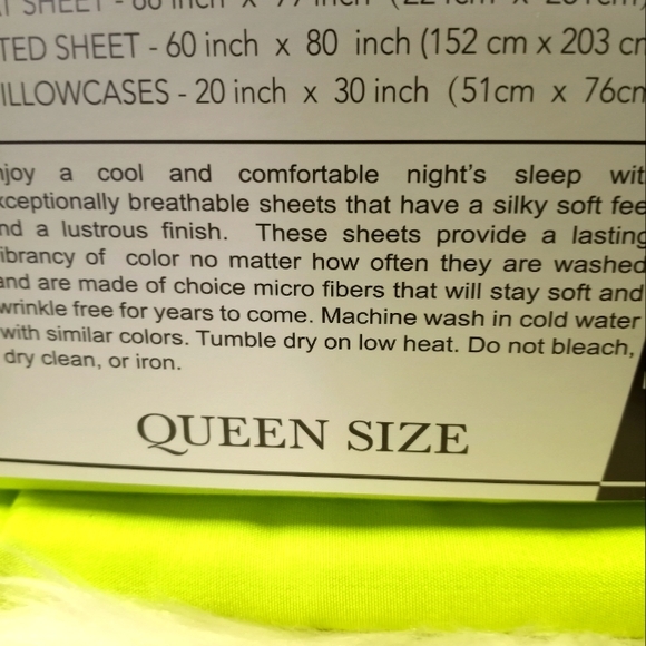 Bamboo Essence Queen Lime Green 6 Piece Sheet Set - Picture 8 of 10